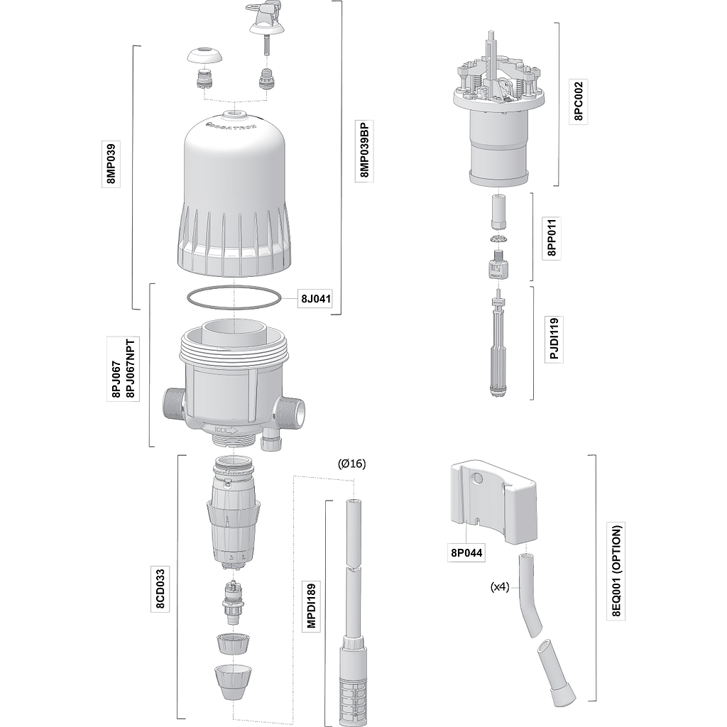 Dosatron D8R2 Pièces de rechange 